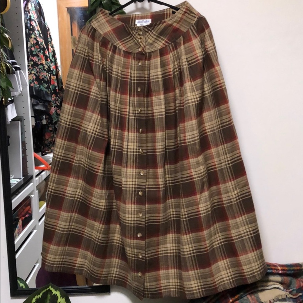 Vintage Ann Taylor Plaid Button Down Maxi Skirt